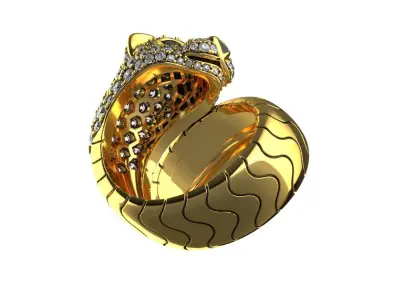 Diamond Panther Ring 3D print model