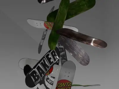 3 Skateboard Deck Pack Free low-poly 3D model
