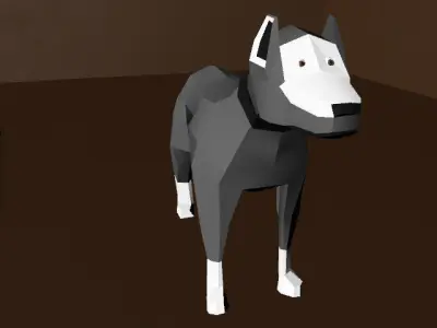 Dog with Materials Low-poly 3D model
