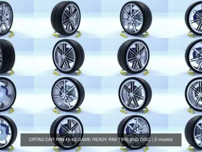 ORTAS CAR RIM 41-42 GAME READY RIM TIRE AND DISC 3D Model Pack