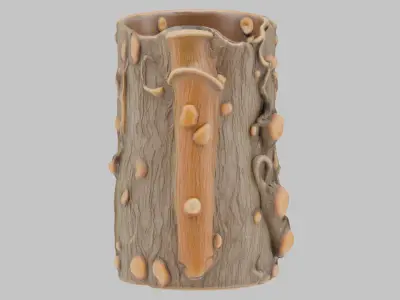 Stylized Wooden Mug Low-poly 3D model