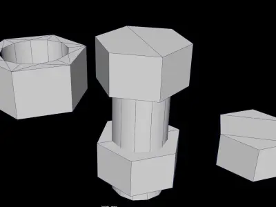 Nut and bolt - Game-Ready VR Low-poly 3D model