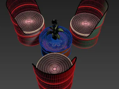 Barrel chair and center table 3D model
