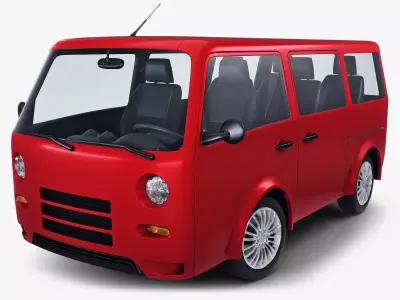 Kei Van Concept Retro Style Red 3D model
