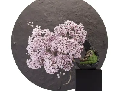 Bonsai sakura Low-poly 3D model