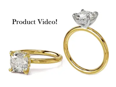 Engagement Ring - Cushion Cut Diamond 2 Tone with Hidden Halo 3D print model