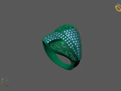 STL 3DM Women Ring Womens Ring Diamonds With Stone Model 3D print model shop
