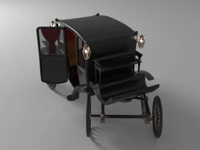 Vintage Luxury Carriage Low-poly 3D model