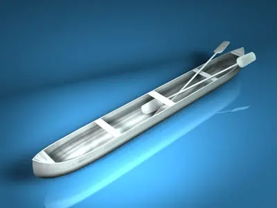 Canoe with paddles 3D model