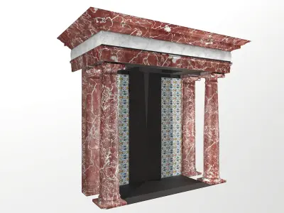 Marble look fireplace Low-poly 3D model