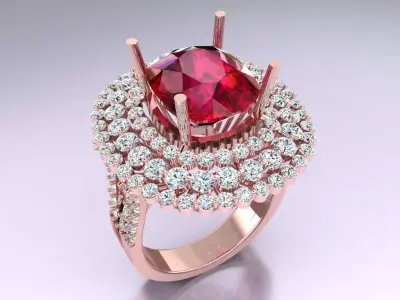 Oval Stone Ring - Womens Rings - N3057 3D print model