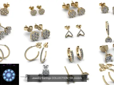 Jewelry Earrings COLLECTION 3D Model Pack