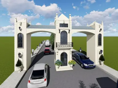 Gate for the Town Low-poly 3D model