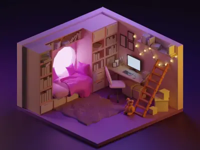 library 3D model buy