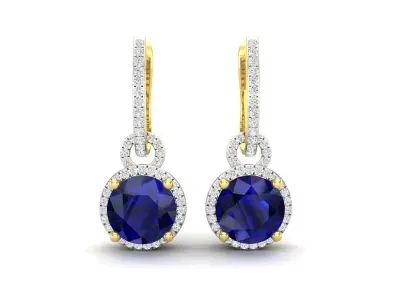 AV 382 Round Diamond Ladies Dangling Drop Earrings 3D print model