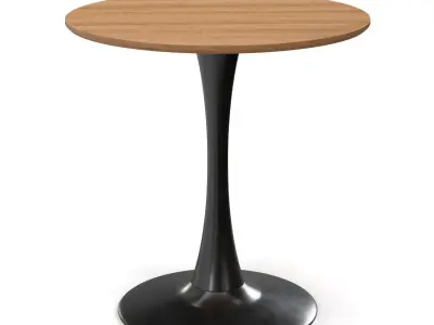Brown Engineered Wood Grain Finish Black Metal Bistro Table PBR 3D model