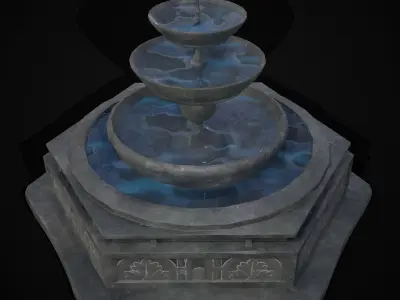 Hexagon Multi Level Fountain Low-poly 3D model
