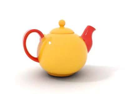 Vibrant Yellow and Red Teapot Model Pack Low-poly 3D model