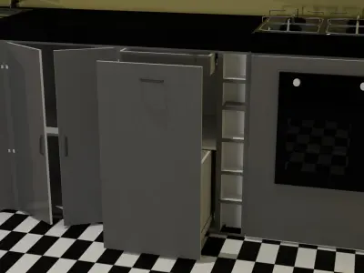 Modern Realistic Kitchen - Blender Model with Textures 3D model