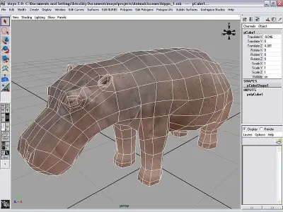 hippopotamus hippo Low-poly 3D model