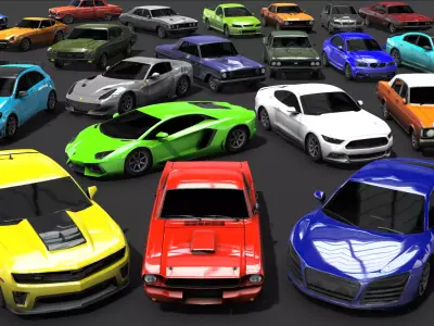 Low Poly 3D Cars Pack Racing Cars Low-poly 3D model