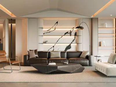 Modern living room 3D model  3D model