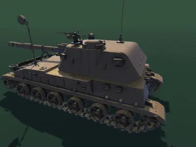 ArtilleryMount army tank Low-poly 3D model
