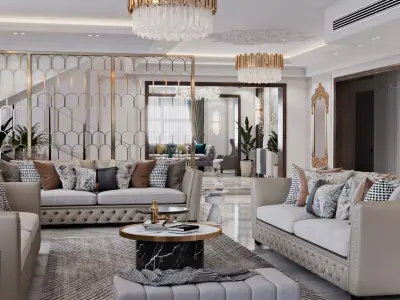 New classic interior Scene Low-poly 3D model