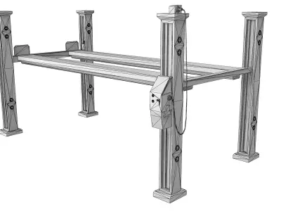 MECHANIC SHOP - Four post parking lift Low-poly 3D model