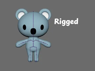 Little Koala Animated Cute 3D Models For Games And Animations Low-poly 3D model