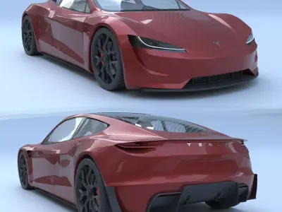 Tesla Roadster 2020 Low-poly 3D model