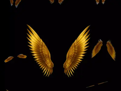 Golden Angel Wings 3D Model for Printing and Rendering 3D print model
