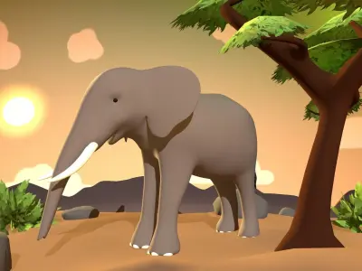 Elephant - Stylized Low-poly 3D model