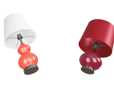 Two Decorative Red Lamps 3D Model 3D model