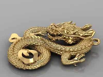 Dragon Pendant 3D print model 10