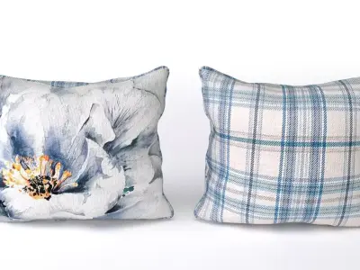 Voyage Cushion - Peony Blue -Piped Pillow 3D model