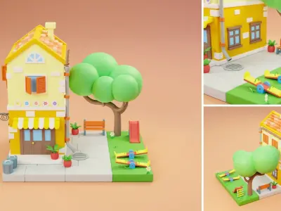 Cartoon City Islands Exteriors 2 Low-poly 3D model