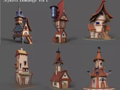 STYLIZED BUILDINGS  VOL1 Low-poly 3D model