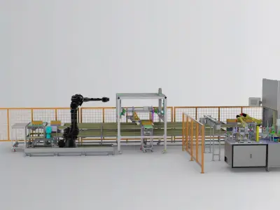 Automatic production line for battery pack electrode welding  3D model