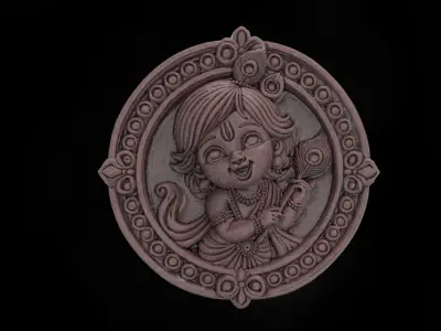 God  Krishna 3D Model for CNC Bas-Relief and 3D Printing 3D print model