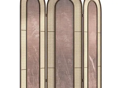Screen with rattan and fabric 3D model