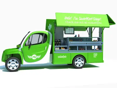 Green Fly Stand Food Truck 3D model