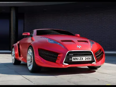 Concept CAR Model With Rigg Low-poly 3D model