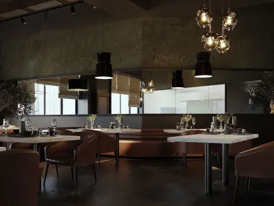 Restaurant Cafe 3D Model Interior Scene 3D model