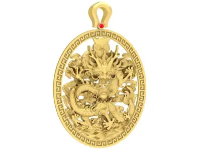 Luxury Oval Dragon Pendant Jewelry 3D Model 3615 3D print model