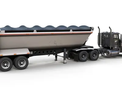 Freightliner Classic  dump trailer Low-poly 3D model