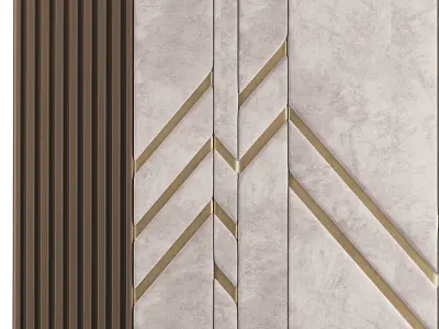 Panel wall with gold and stripes 3D model