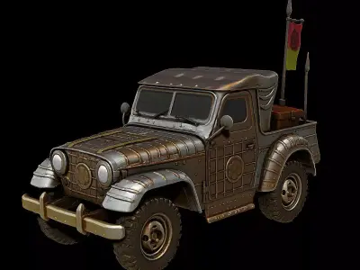 Samurai Fusion Off Road Vehicle Armored Edo Tech Car Game Ready 3D print model