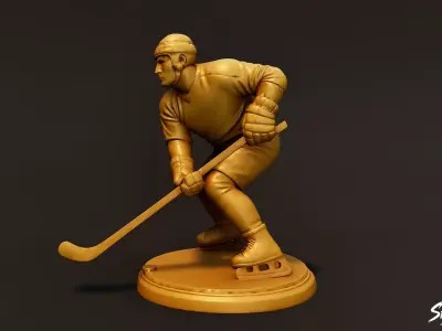 Golden Hockey Statue Low-poly 3D model