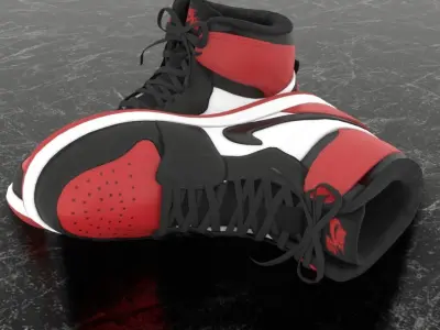 NIKE 3D SHOES - AIR JORDAN RED Low-poly 3D model